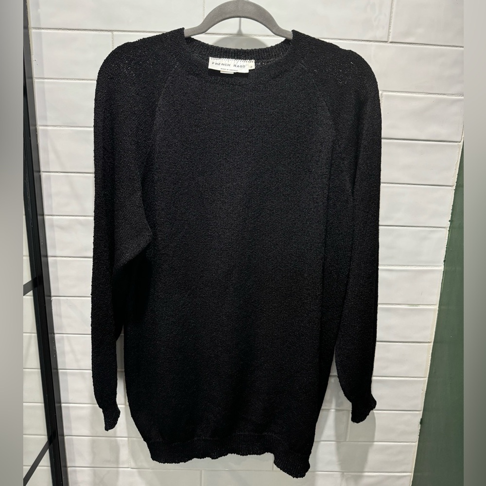 Brenda French rags vintage sweater black comfy cozy made in America size xl (2)